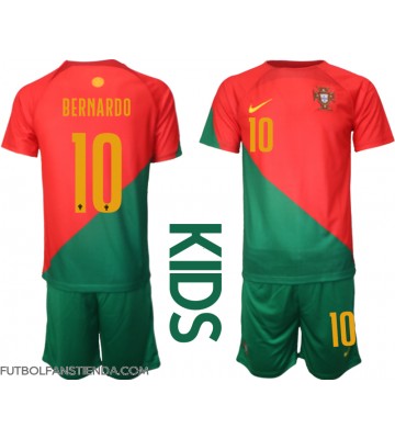 Portugal Bernardo Silva #10 Primera Equipación Niños Mundial 2022 Manga Corta (+ Pantalones cortos)